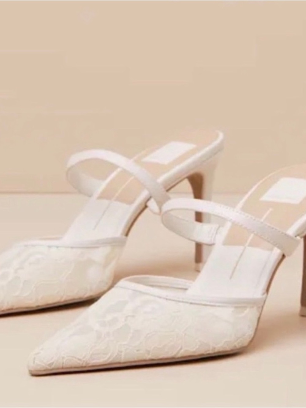 Dolce Vita ivory Lace Pointed Mules with Strap